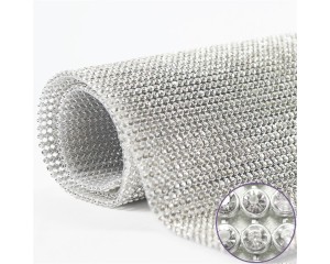 10 FILEIRAS DE MANTA DE STRAS PRATA 45CM