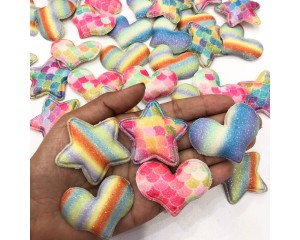 APLIQUE ESTRELA + CORAÇÃO  (SORTIDOS) KIT C/ 5 UNIDADES