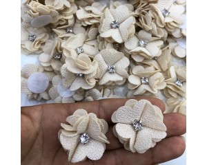 FLOR DE TECIDO C/ STRASS (PCT C/ 2 UN)