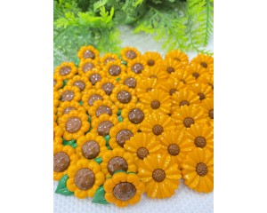 APLIQUES BOTOES DE GIRASSOL PCT C/ 12 UNIDADES