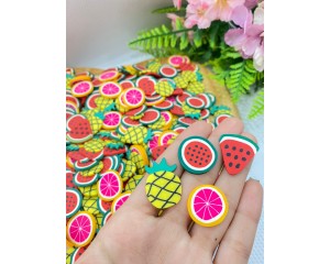 APLIQUES FRUTINHAS EM SILICONE SORTIDAS PCT C/ 8 UN