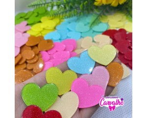 APLIQUES CORACAO SORTIDOS ACRILICO PCT C/ 12 UNIDADES